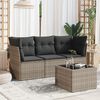 vidaXL 4-tlg. Garten-Sofagarnitur mit Kissen Grau Poly Rattan