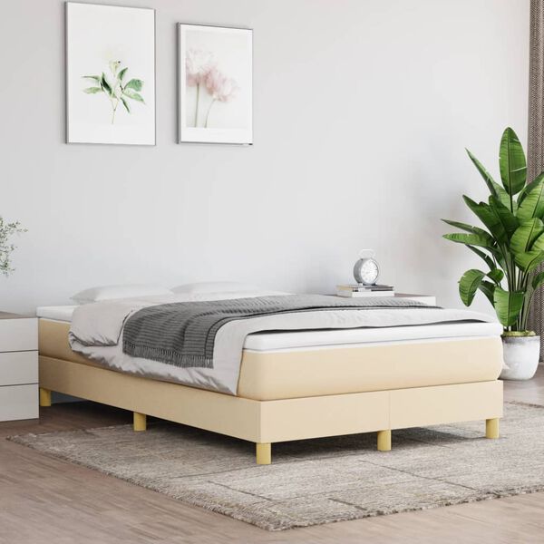 vidaXL Boxspringbett mit Matratze Creme 120x200 cm Stoff