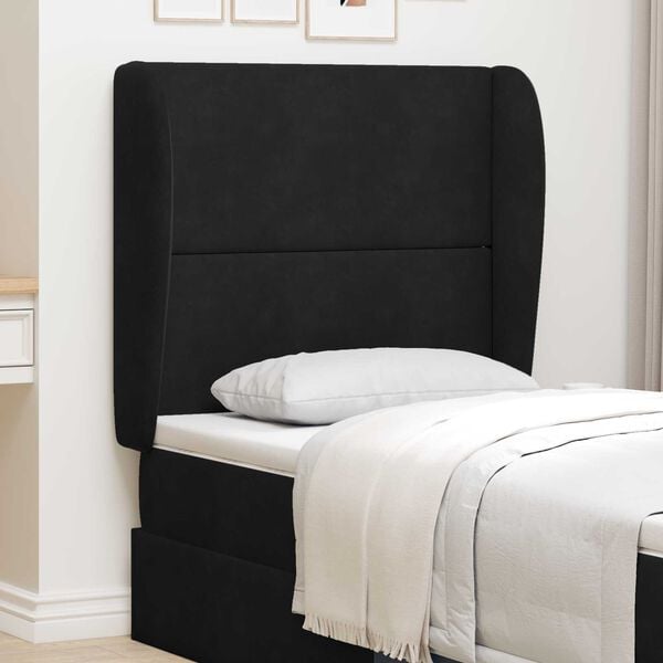 vidaXL Kopfteil Ohr Schwarz 80 x 23 x 6 cm Samt