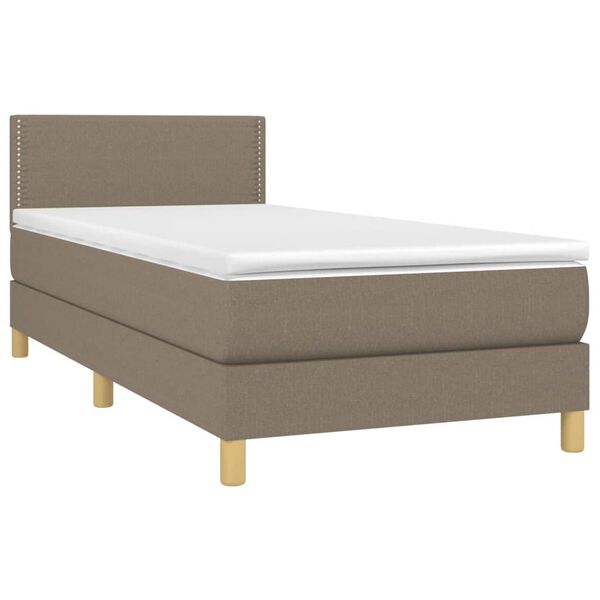 vidaXL Boxspringbett mit Matratze & LED Taupe 90x200 cm Stoff