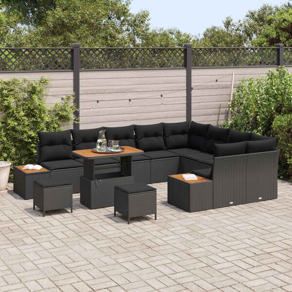 vidaXL Gartensofa-set 12 pcs Schwarz Poly-Rattan