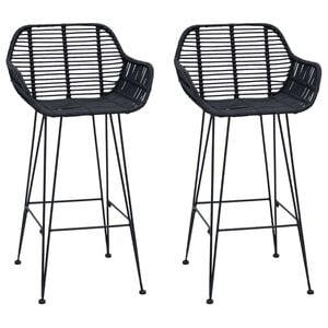 vidaXL Barstuhl 2 stk. Schwarz 55 x 52 x 92 cm Rattan und Eisen