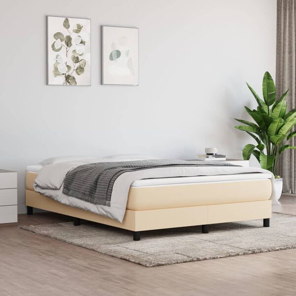 vidaXL Boxspringbettgestell Creme 140x190 cm Stoff