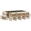 vidaXL 13-tlg. Garten-Essgruppe mit Kissen Beige Poly Rattan