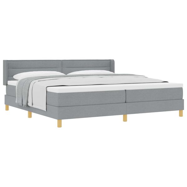 vidaXL Boxspringbett mit Matratze Hellgrau 200 x 200 cm Stoff