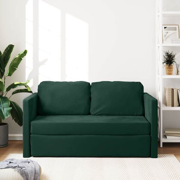 vidaXL Bodensofa mit Schlaffunktion Dunkelgrün 122x204x55 cm Samt