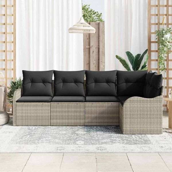 vidaXL Gartensofa-set 5 pcs Hellgrau Poly-Rattan