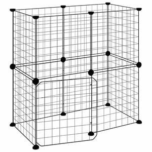 vidaXL 12-tlg. Haustierk&auml;fig mit T&uuml;r Schwarz 70x35x70 cm Stahl