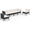 vidaXL 6-tlg. Garten-Lounge-Set mit Auflagen Poly Rattan Schwarz