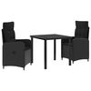 vidaXL Outdoortisch-Set 3 stk. Schwarz Poly-Rattan