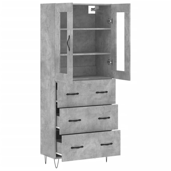 vidaXL Highboard Betongrau 69,5x34x180 cm Holzwerkstoff