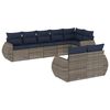 vidaXL 8-teiliges Gartensofa-Set mit Kissen, grau, Polyrattan