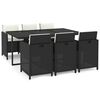 vidaXL 7-tlg. Garten-Essgruppe mit Kissen Poly Rattan Schwarz