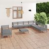 vidaXL 10-tlg. Garten-Lounge-Set Massivholz Kiefer Grau