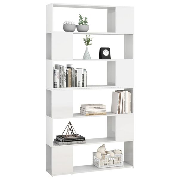 vidaXL B&uuml;cherregal Raumteiler Hochglanz-Wei&szlig; 100x24x188 cm