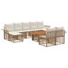 vidaXL Gartensofa-set 10 stk. Nat&uuml;rlich und Cremwei&szlig; Poly-Rattan