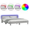 vidaXL Bettgestell mit Kopfteil und LED-Beleuchtung Grau Sonoma