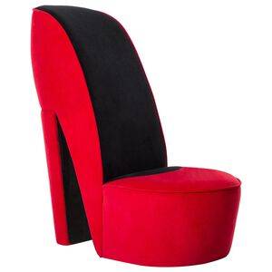vidaXL Stuhl in St&ouml;ckelschuh-Form Rot Samt