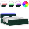 vidaXL Ottoman-Bett mit Matratzen & LEDs Dunkelgr&uuml;n 200x200 cm Samt