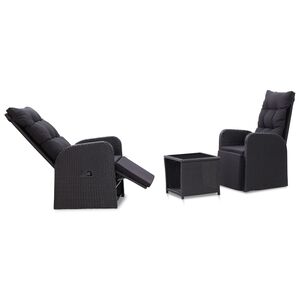 vidaXL 3-tlg. Bistro-Set mit Auflagen Poly Rattan Schwarz
