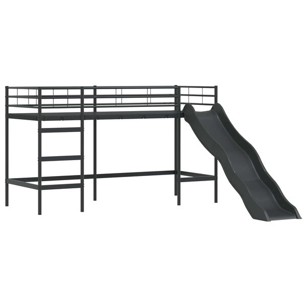 vidaXL Kinderloftbett Schwarz und Blau 74,5 x 190 cm Metall