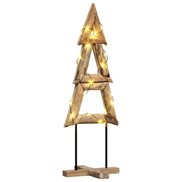 vidaXL Weihnachtsbaum mit St&auml;nder Braun 120 cm Massivholz Teak