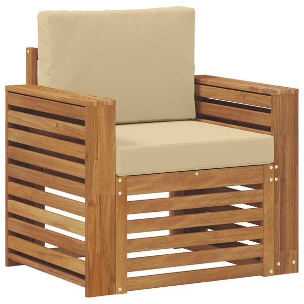 vidaXL Outdoor-Sofagarnitur Massives Akazienholz und Polyester Natur