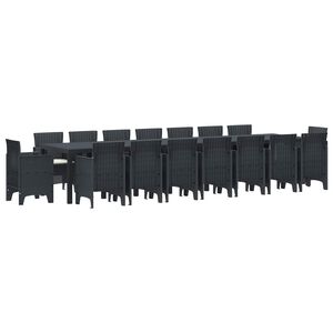 vidaXL Garten-Esszimmergarnitur mit Kissen 17 pcs Anthrazit PP