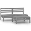 vidaXL 3-tlg. Garten-Lounge-Set Massivholz Kiefer Grau