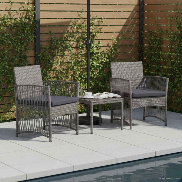 vidaXL Gartensessel mit Sitzkissen 2 Stk. Anthrazit Poly Rattan