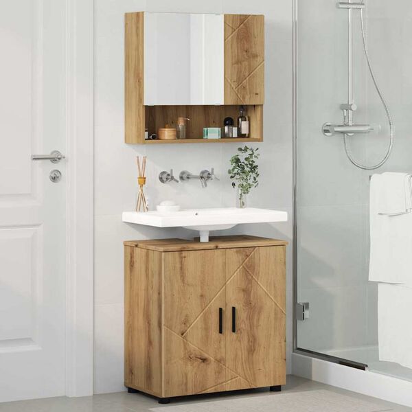 vidaXL Badezimmerm&ouml;bel-Set 2 pcs Artisan-Eiche Holzwerkstoff & Metall