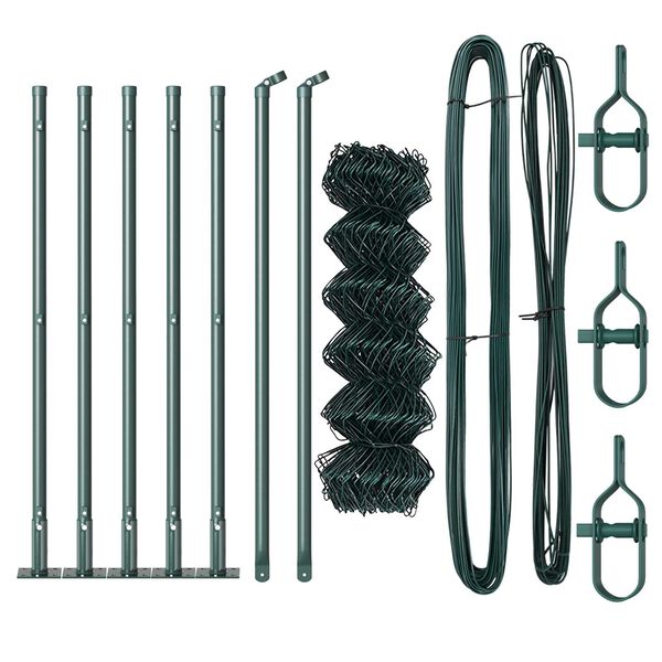 vidaXL Zaunpfosten Gr&uuml;n 10 x 0,6 m (40 x 40 mm Maschen) Stahl und PVC