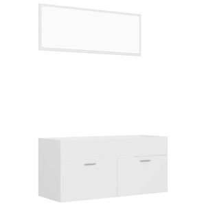 vidaXL 2-tlg. Badm&ouml;bel-Set Wei&szlig; Holzwerkstoff