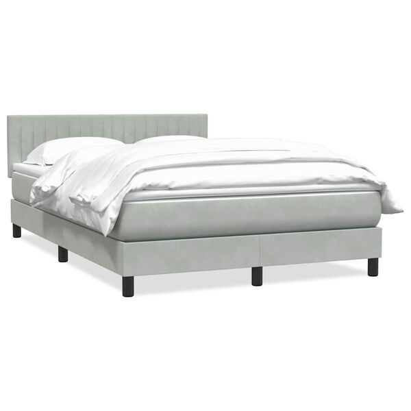 vidaXL Boxspringbett mit Matratze Hellgrau 160x210 cm Samt