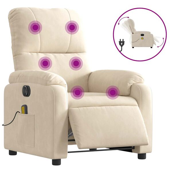 vidaXL Massagesessel Elektrisch Beige Mikrofasergewebe