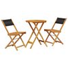 vidaXL 3-tlg. Bistro-Set Schwarz Polypropylen und Massivholz