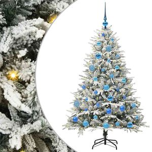 vidaXL K&uuml;nstlicher vorbeleuchteter Weihnachtsbaum mit Kugelset Gr&uuml;n