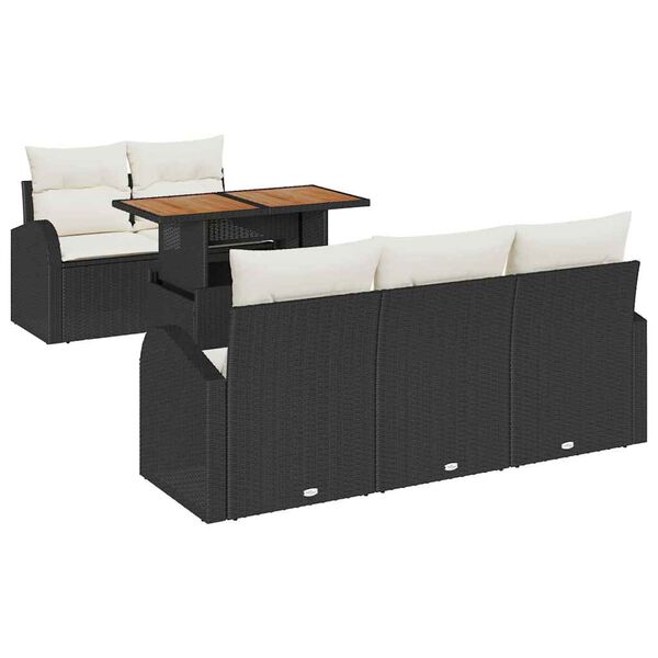 vidaXL Garten-Sofa-Set mit Kissen 6 pcs Schwarz und Creme