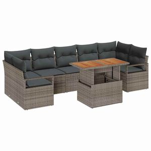 vidaXL Garten-Sofa-Set mit Speicher 8 pcs Grau Poly Rattan
