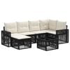 vidaXL Gartensofa-set 7 stk. Schwarz und Cremewei&szlig; Poly-Rattan