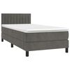 vidaXL Boxspringbett mit Matratze & LED Dunkelgrau 100x200 cm Samt