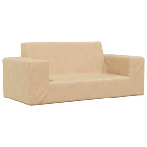 vidaXL Kindersofa 2-Sitzer Creme Weich Pl&uuml;sch
