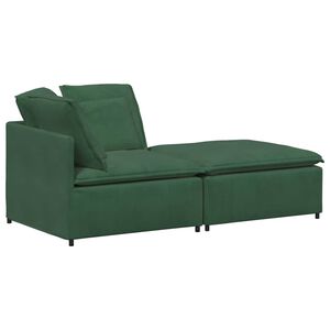 vidaXL Modulares Sofa mit Fu&szlig;hocker Kissen Cordstoff Dunkelgr&uuml;n