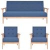 vidaXL 3-tlg. Sofagarnitur Stoff Blau