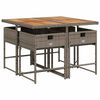 vidaXL 5-tlg. Garten-Essgruppe mit Kissen Grau Poly Rattan