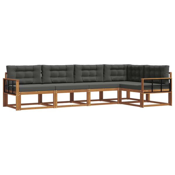 vidaXL Outdoor-Sofagarnitur mit Kissen 5 pcs Natur und Anthrazit