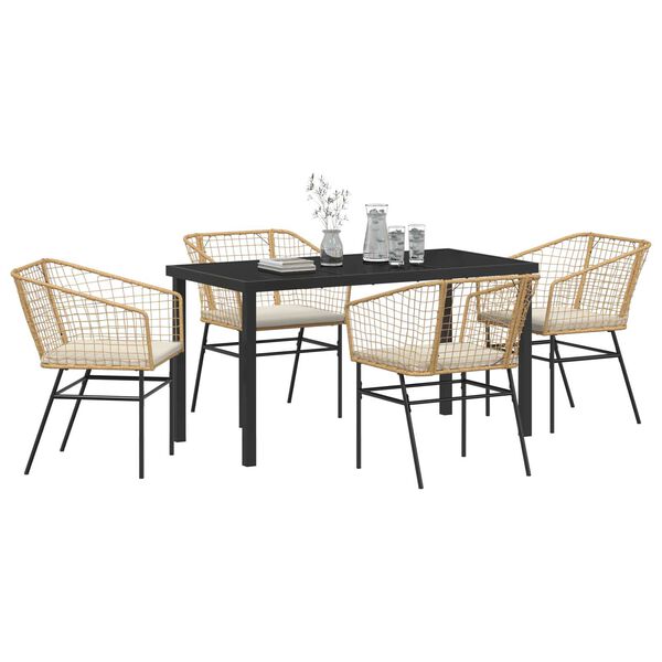 vidaXL Garten Essgruppe 5 pcs Braun Poly-Rattan