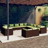 vidaXL 13-tlg. Garten-Lounge-Set mit Kissen Braun Poly Rattan