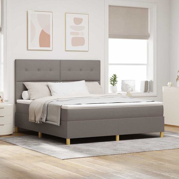 vidaXL LED Boxspringbett mit Matratze Taupe 180 x 200 cm Stoff