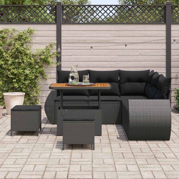 vidaXL Gartensofa-set 8 pcs Schwarz Poly-Rattan